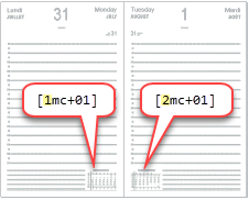 minicalendar tokens that would cause the present message