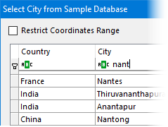 select by city name