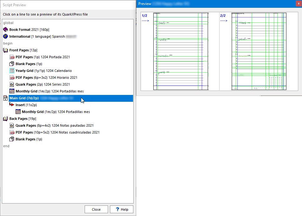 Script Preview with, on the right, a preview of the selected ScriptLine.