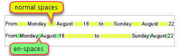  behaviour of en- and normal spaces in justified text