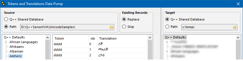 copying languages and tokjens from the unicode samples to the shared database