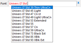 advanced font list control in Q++Studio