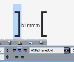 token with opening brace only in AXT font