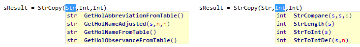 press F3 from any function prototype and only the functions of the appropriate type appear