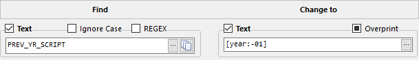 The FIND text can be a token but it can also be any text that you wish. The CHANGE side can be a combination of the tokens allowed in Global Saras as well as any plain text.