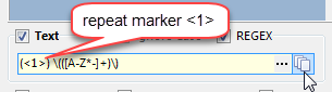 Search text contains a Replacement Marker <1>