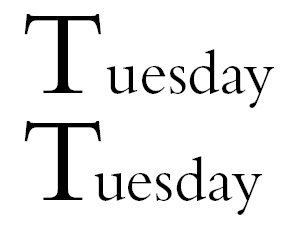 default metric kerning (above) compared to optical kerning (below)