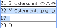 multi-line text option locating dates when there is not enough room to display all information, such as the week number