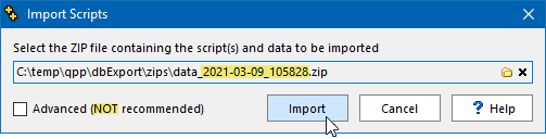 Using the Advanced importation option is NOT recommended