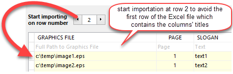 the Excel import dialog for cyclical and once-only slogans