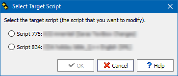 the target script selector