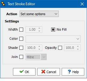 Text stroking settings in Q++Studio