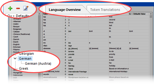 the Languages and Translations Manager