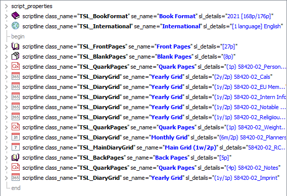 sample xml representation of a script shown with all its scriptlines collapsed