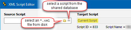 the source script selector